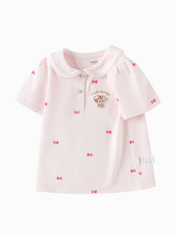 Balabala Toddler Girl Short Sleeve T-shirt - Red Hue